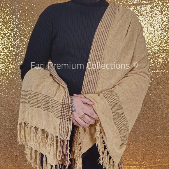 Soft Warm Wool Shawl Border Design Washable Pakistani Kashmiri Wrap Scarf Unisex - Picture 14 of 16